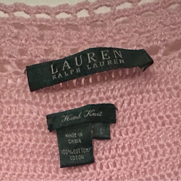 Ralph Lauren Light Pink Crochet Knit Tank Top Size L - Picture 2 of 3